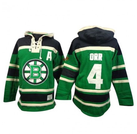 NHL Bobby Orr Boston Bruins Old Time Hockey Authentic St. Patrick's Day McNary Lace Hoodie Jersey - Green