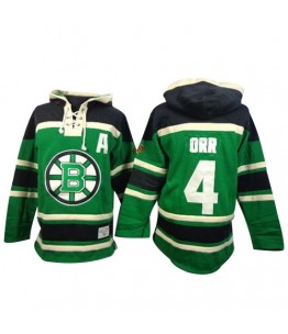NHL Bobby Orr Boston Bruins Old Time Hockey Premier St. Patrick's Day McNary Lace Hoodie Jersey - Green