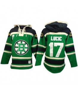 فستان قرقيعان Men's Boston Bruins #17 Milan Lucic Green Salute to Service 2019 Stanley Cup Final Bound Stitched Hockey Jersey فستان قرقيعان