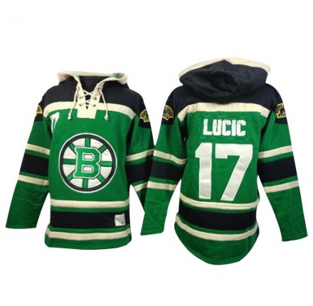 NHL Milan Lucic Boston Bruins Old Time Hockey Premier St. Patrick's Day McNary Lace Hoodie Jersey - Green