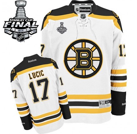 NHL Milan Lucic Boston Bruins Authentic Away 2013 Stanley Cup Finals Reebok Jersey - White