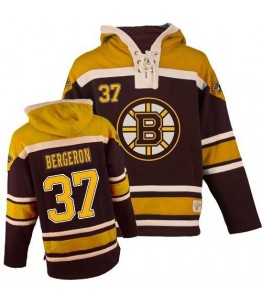 NHL Patrice Bergeron Boston Bruins Old Time Hockey Authentic Sawyer Hooded Sweatshirt Jersey - Black