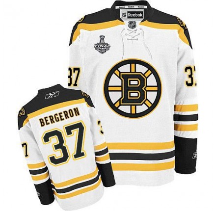 NHL Patrice Bergeron Boston Bruins Authentic Away 2013 Stanley Cup Finals Reebok Jersey - White