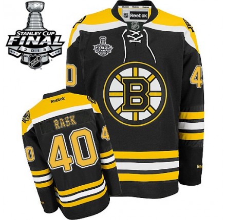NHL Tuukka Rask Boston Bruins Authentic Home 2013 Stanley Cup Finals Reebok Jersey - Black