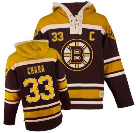 NHL Zdeno Chara Boston Bruins Old Time Hockey Authentic Sawyer Hooded Sweatshirt Jersey - Black