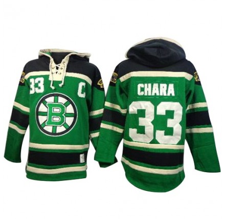 NHL Zdeno Chara Boston Bruins Old Time Hockey Authentic St. Patrick's Day McNary Lace Hoodie Jersey - Green