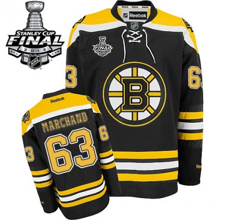 NHL Brad Marchand Boston Bruins Premier Home 2013 Stanley Cup Finals Reebok Jersey - Black