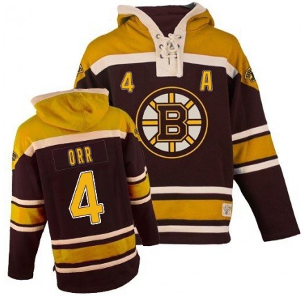 NHL Bobby Orr Boston Bruins Old Time Hockey Authentic Sawyer Hooded Sweatshirt Jersey - Black